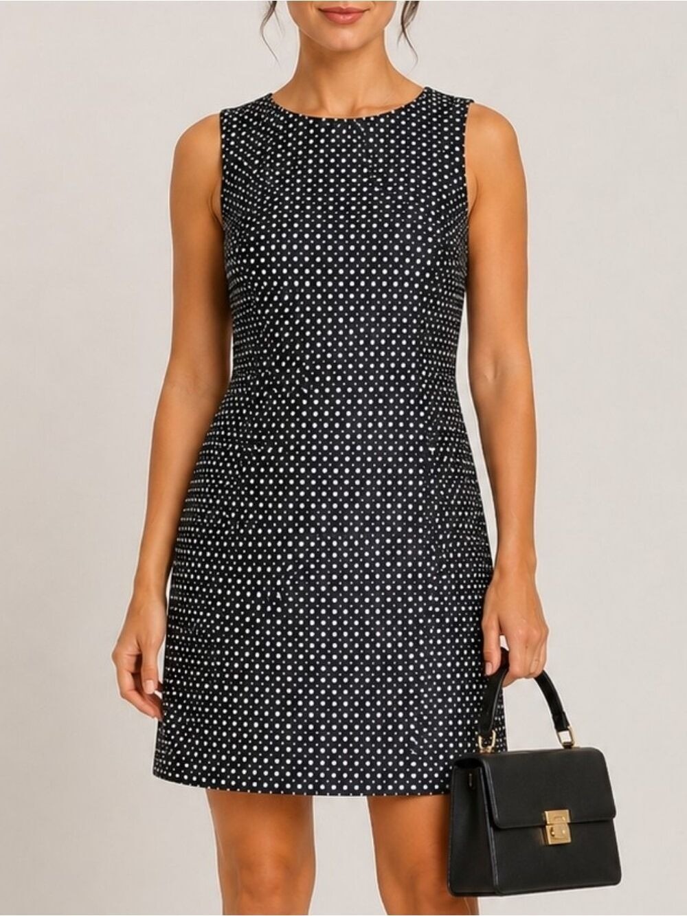 VINTAGE GAP BLACK AND WHITE TEXTURED SLEEVELESS SHIFT DRESS SIZE XS LIKE NEW